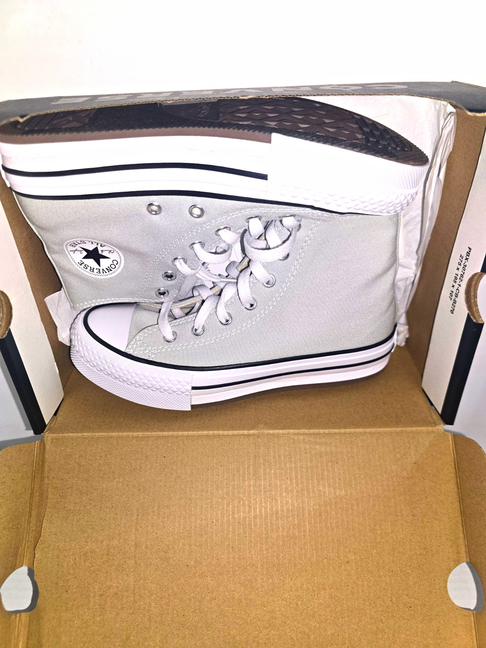 Converse Chuck Taylor All Star Lift Hi Gray/White Canvas Sneaker Kids 3 A13123F